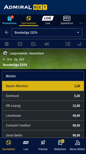 AdmiralBet Sportwetten App: mobile Wetten