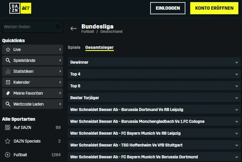 DAZN Bet Bundesliga Outrights