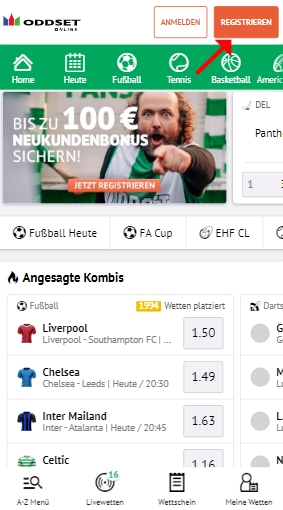 Oddset online Sportwetten