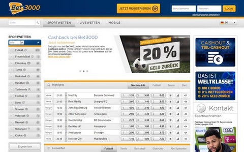 Bet3000 Website