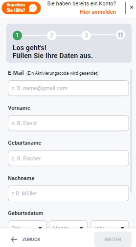 Betano registrieren