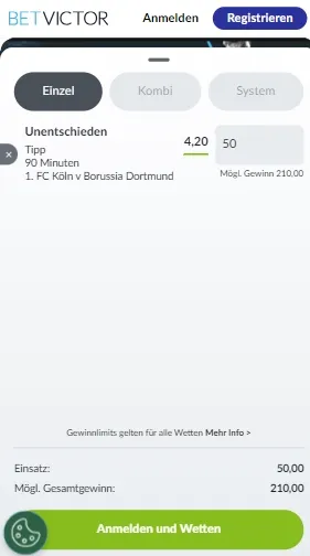 BetVictor Wettschein