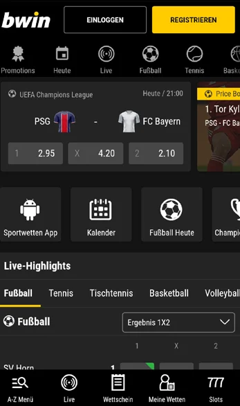 Bwin mobile Wetten