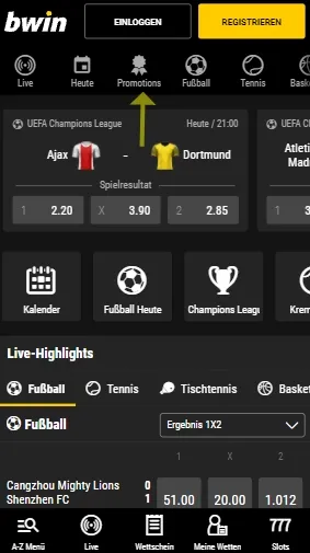 Bwin Sportwetten Aktionen