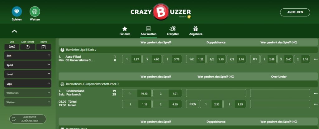 Crazybuzzer Sportwetten
