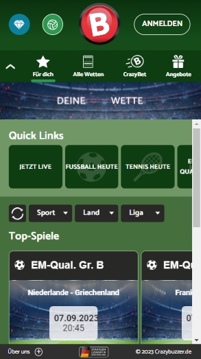 Crazybuzzer Mobile-Wetten