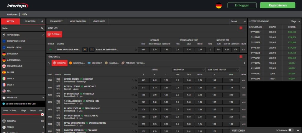 Intertops Desktop Seite