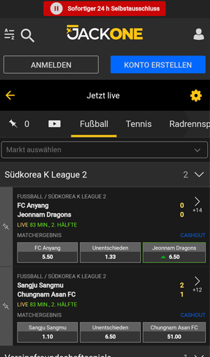 JACKONE Live Wetten