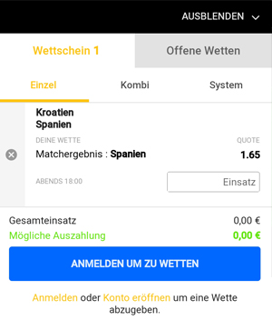 JACKONE Wettschein