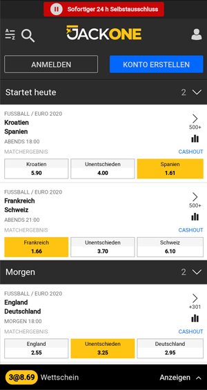 JACKONE Sportwetten App