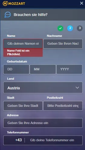 Mozzart Registrierung