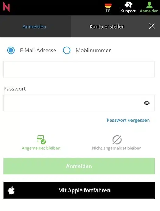 NEO.bet anmelden