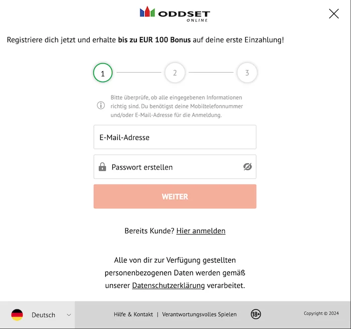 ODDSET registrieren