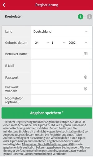 Tipico Registrierung