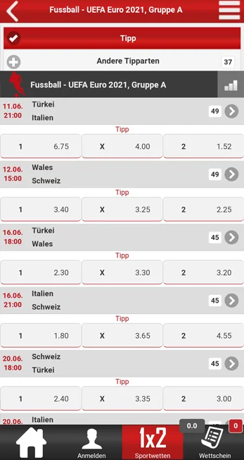 Wettabschluss in der Tipwin Web App